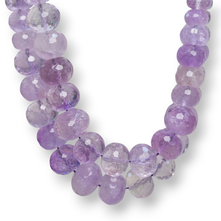 Rondelle con gradación facetada transparente, amatista, lavanda, 10x18 mm