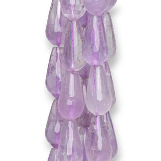 Briolette facetada con gotas transparentes de amatista y lavanda 10x20 mm