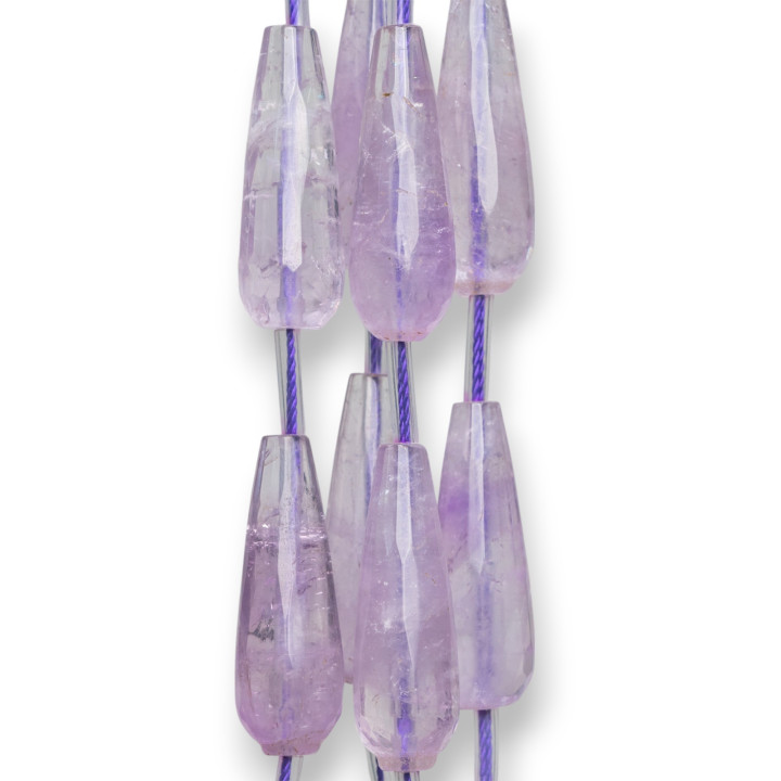 Ametista Lavanda Clear Gocce Briolette Sfaccettate 10x30mm 10pz