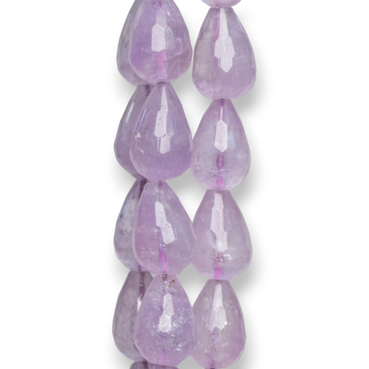 Ametista Lavanda Clear Gocce Briolette Sfaccettate 13x18mm