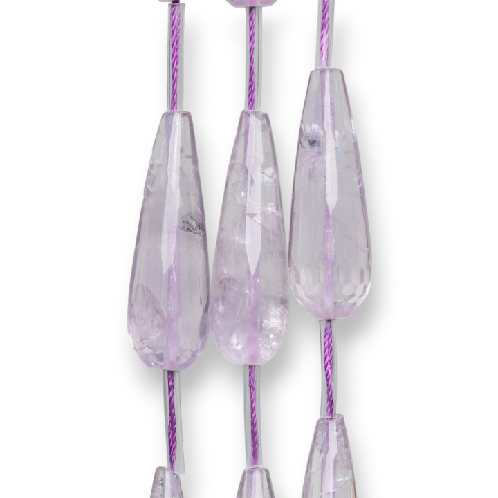 Amethyst Lavender Clear Drops Faceted Briolette 12x40mm 8pcs