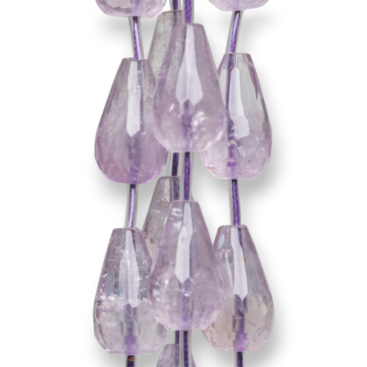 Amethyst Lavender Clear Drops Faceted Briolette 15x24mm 12pcs