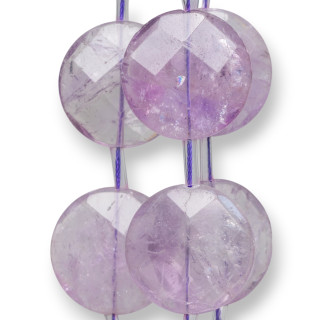 Améthyste Lavande Transparent Rond Plat Facetté 25mm 12pcs