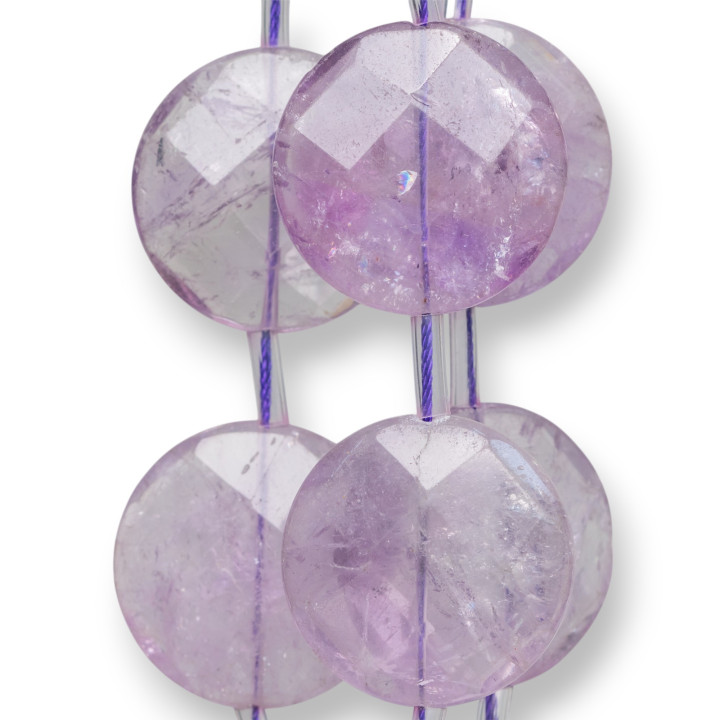 Ametista Lavanda Clear Tondo Piatto Sfaccettato 25mm 12pz