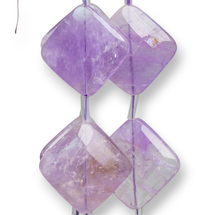 Amethyst Lavendel klar Rhombus flach facettiert 40 mm 9 Stück