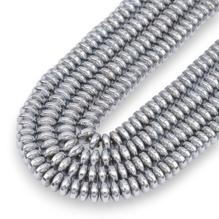 Ematite Argentato Rondelle Disco Liscio 6x3mm
