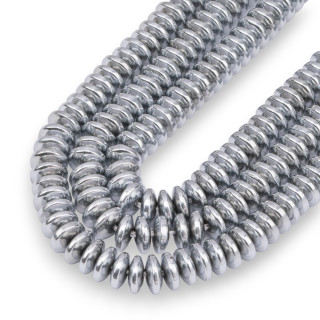 Ematite Argentato Rondelle Disco Liscio 8x4mm