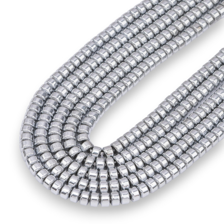 Rondelle Lisse Hématite Argent 4x3mm