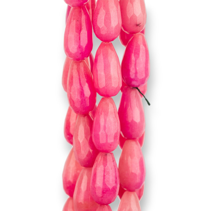 Jade Fucsia Gotas Facetadas 10x20mm