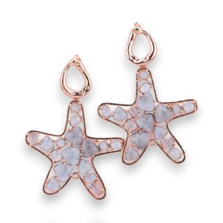 Bronze-Ohrstecker mit Seestern und Katzenauge in Roségold-Grau
