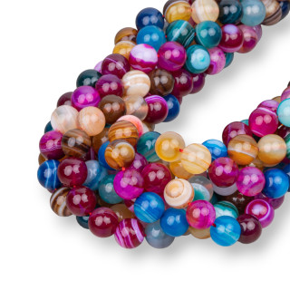 Multicolor Striated Agate Round Smooth 08mm