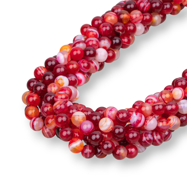 Roter Achat, Rubin, gestreift, rund, glatt, 06 mm