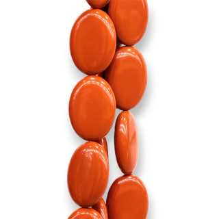 Pâte de Corail Rouge Sarde Ovale Plat Lisse 12x16mm