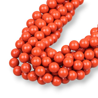 Sardinian Red Coral Paste Round Smooth 08mm