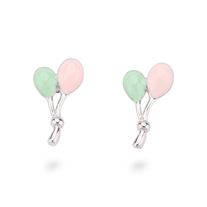 Emaillierte Ohrringe aus 925er Silber, Kollektion Flora, 4 Paar