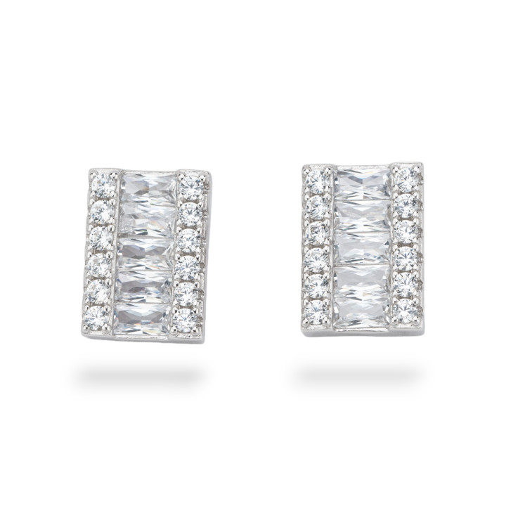 Collection Aurora Boucles d'oreilles en argent 925 avec zircons blancs 10x14mm