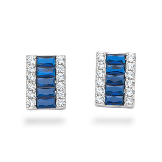 Aurora Collection 925 Silber Ohrringe mit blauen Zirkonen 10x14mm