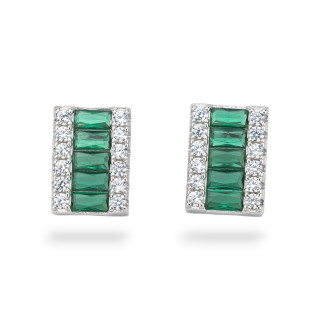 Collection Aurora Boucles d'oreilles en argent 925 avec zircons verts 10x14mm