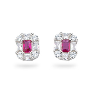 Aurora Collection 925 Silber Ohrringe mit Zirkonen 11x13mm Rot