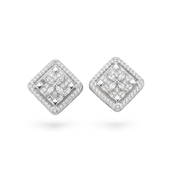 Ασημένια σκουλαρίκια Aurora Collection 925 με Λευκά Ζιργκόν 12mm