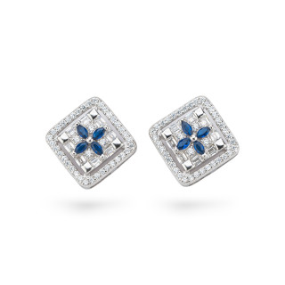 Aurora Collection 925 Silver Earrings With 12mm Blue Zircons