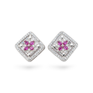 Aurora Collection 925 Silver Earrings With 12mm Red Zircons