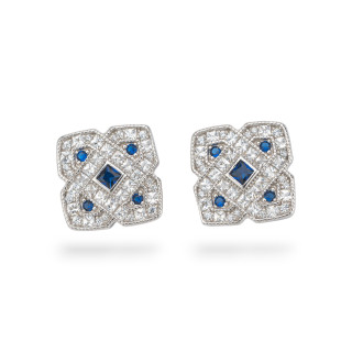 Boucles d'oreilles en argent 925 de la collection Aurora avec zircons bleus de 13 mm