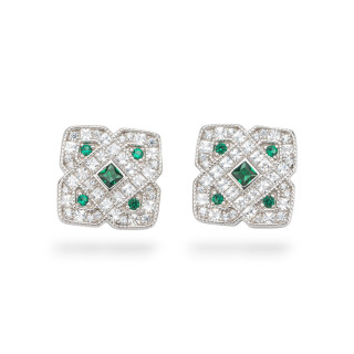 Boucles d'oreilles en argent 925 de la collection Aurora avec zircons verts de 13 mm