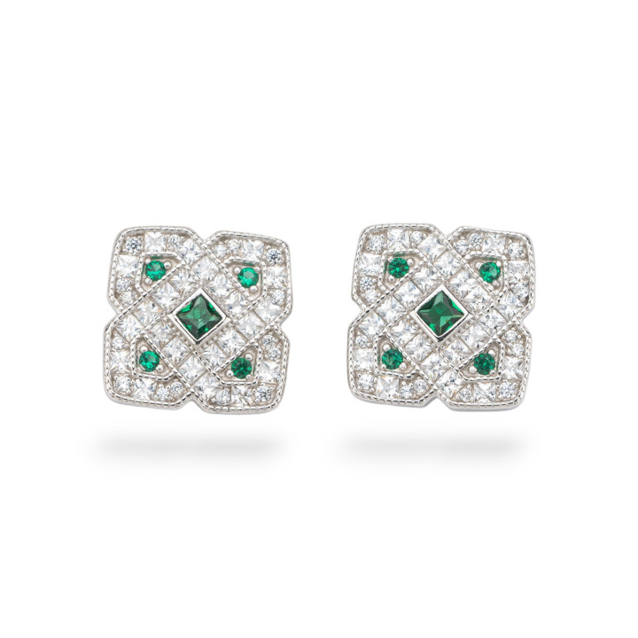 Aurora Collection 925 Silver Earrings With 13mm Green Zircons