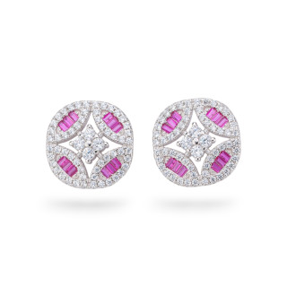 Boucles d'oreilles en argent 925 de la collection Aurora avec zircons blancs de 14 mm