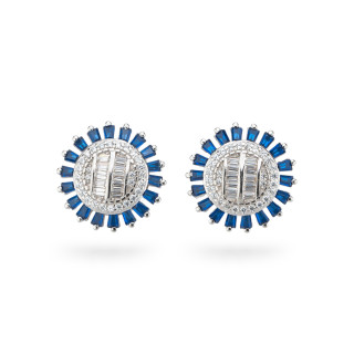 Orecchini Di Argento 925 Collezione Aurora Con Zirconi 14mm Blu