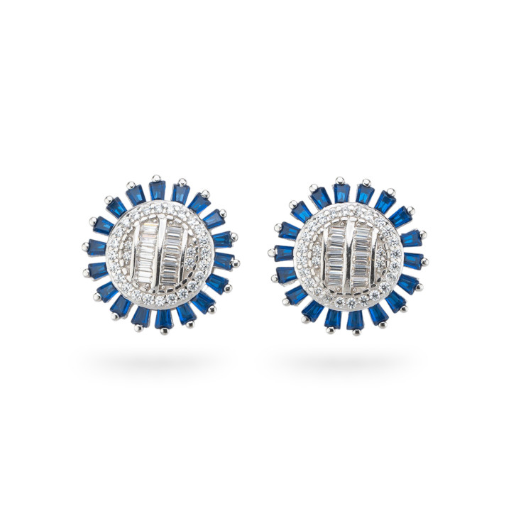 Ohrringe aus 925er Silber der Aurora-Kollektion mit 14 mm großen blauen Zirkonen