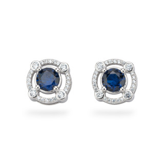 Aurora Collection 925 Silver Earrings With 15mm Blue Zircons