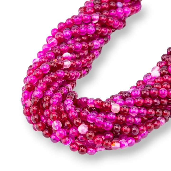 Agata Fucsia Striata Tondo Liscio  4mm