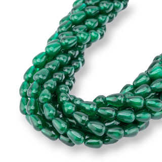 Gotas Briolette Lisas de Jade Esmeralda 6x9mm