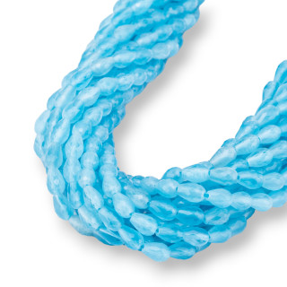 Cat's Eye Faceted Briolette Drops 5x7mm γαλάζιο