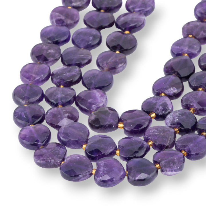 Flaches Amethyst-Herz, facettiert, 12 mm