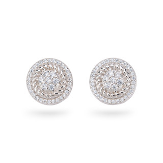 Orecchini Di Argento 925 Collezione Aurora Con Zirconi 13mm Bianco