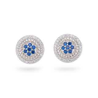 Ohrringe aus 925er Silber der Aurora-Kollektion mit 13 mm großen blauen Zirkonen
