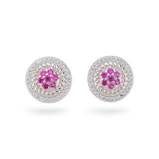 Orecchini Di Argento 925 Collezione Aurora Con Zirconi 13mm Rosso