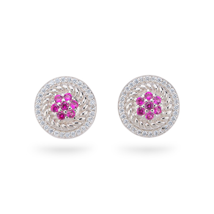 Orecchini Di Argento 925 Collezione Aurora Con Zirconi 13mm Rosso