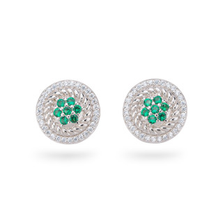 Pendientes Colección Aurora Plata 925 Con Circonitas Verdes 13mm