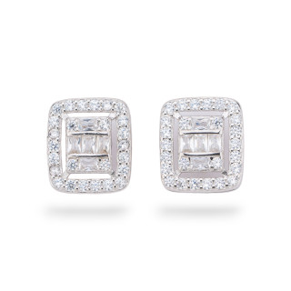 Pendientes Colección Aurora Plata 925 Con Circonitas Blancas 13x15mm