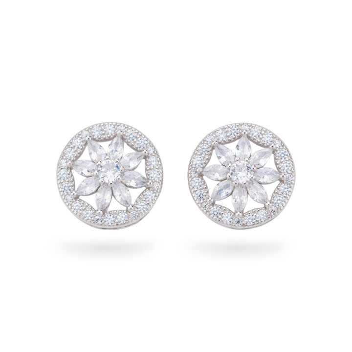 Pendientes Colección Aurora Plata 925 Con Circonitas Blancas 14mm