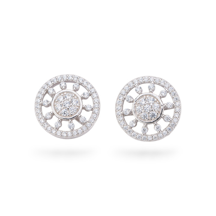 Aurora Collection 925 Silver Earrings With 14mm White Zircons