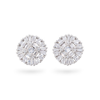 Boucles d'oreilles en argent 925 de la collection Aurora avec zircons blancs de 14 mm