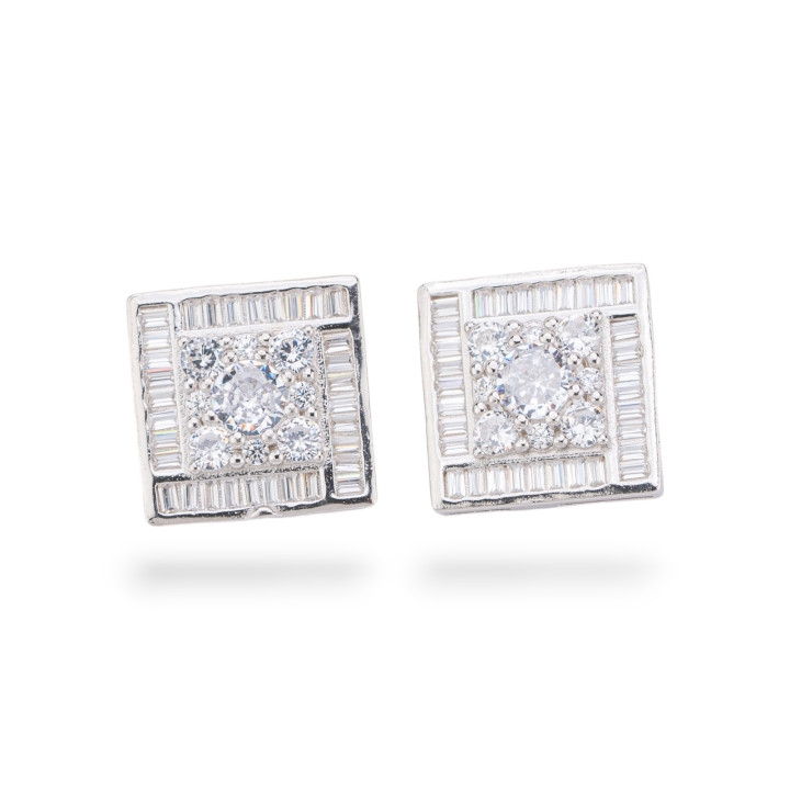 Orecchini Di Argento 925 Collezione Aurora Con Zirconi 14mm Bianco