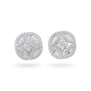 Σκουλαρίκια Aurora Collection 925 με Λευκά Ζιργκόν 14mm