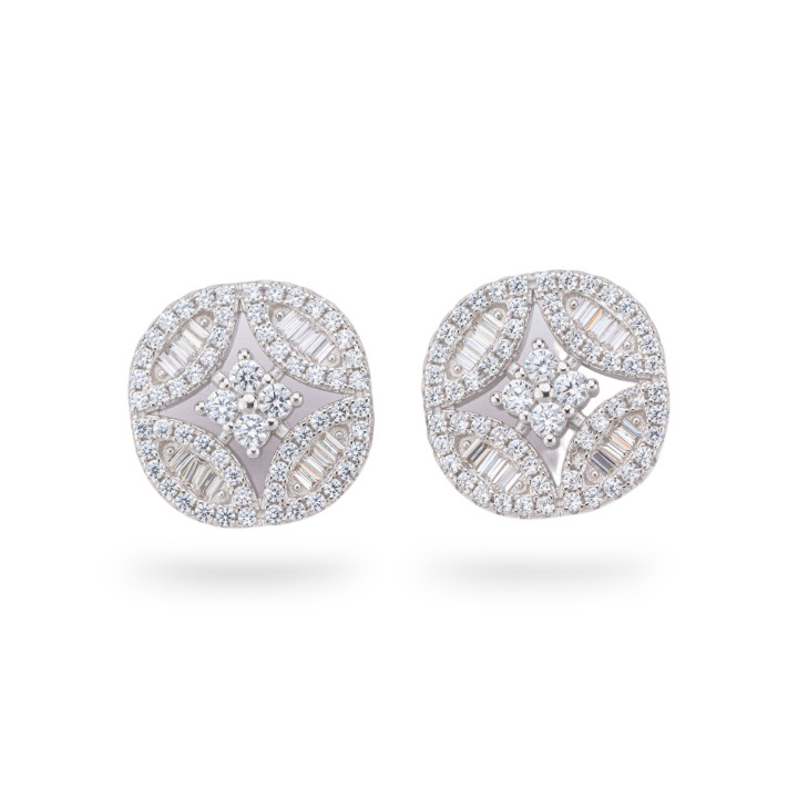 Pendientes Colección Aurora Plata 925 Con Circonitas Blancas 14mm