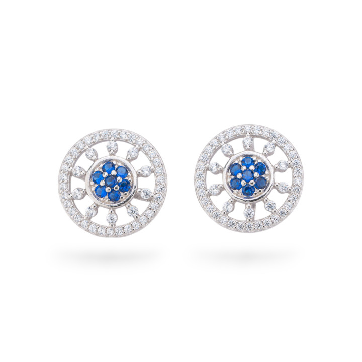 Aurora Collection 925 Silver Earrings With 14mm Blue Zircons